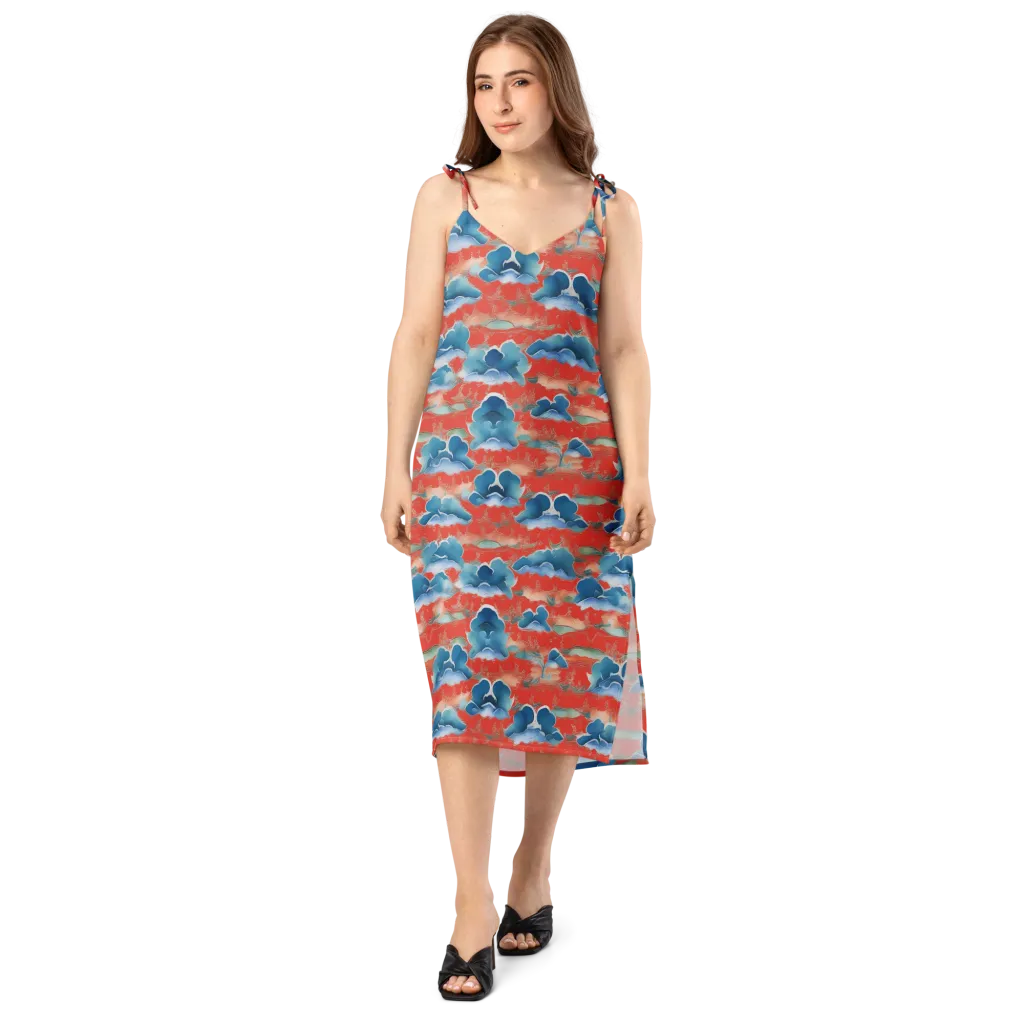 Vermilion Cloudscape on Slip Dress — Front