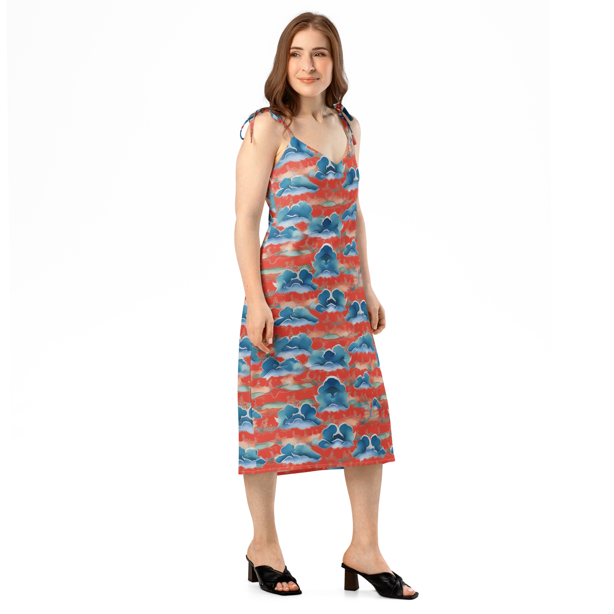 Vermilion Cloudscape on Slip Dress — Right Front