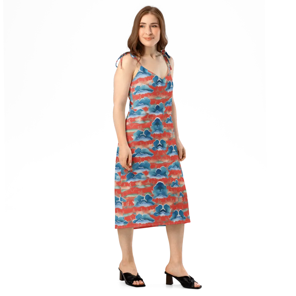 Vermilion Cloudscape on Slip Dress — Right Front