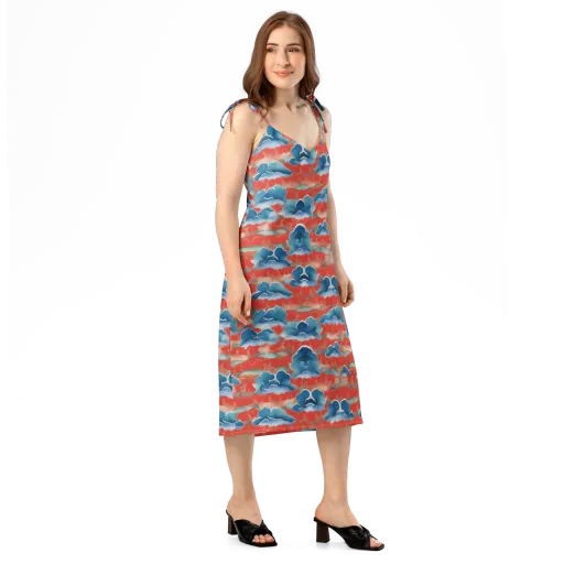 Vermilion Cloudscape on a Slip Dress