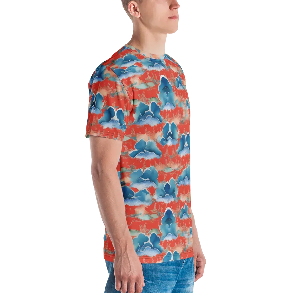 Vermilion Cloudscape on Men's Crew Neck T-Shirt — Right