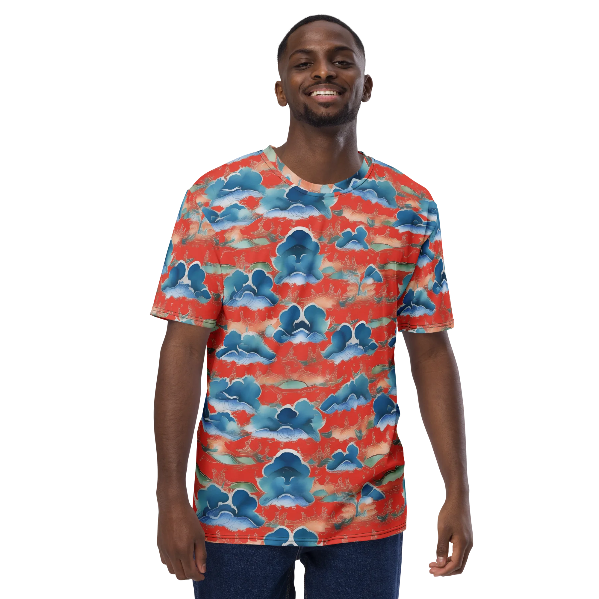 Vermilion Cloudscape on Men's Crew Neck T-Shirt — Front print