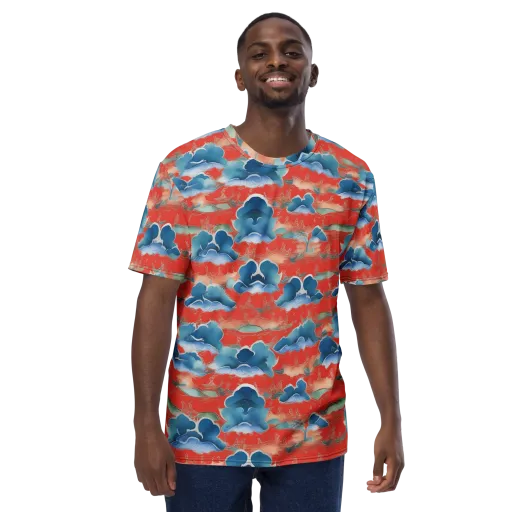 Vermilion Cloudscape on a Men's Crew Neck T-Shirt