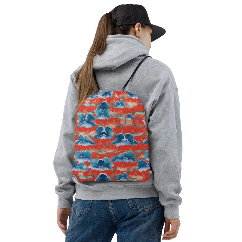 Vermilion Cloudscape on Drawstring Bag — Front