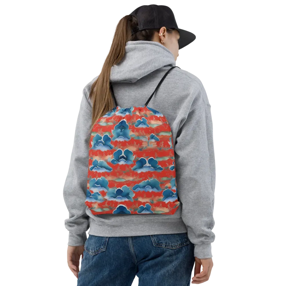 Vermilion Cloudscape on Drawstring Bag — Front