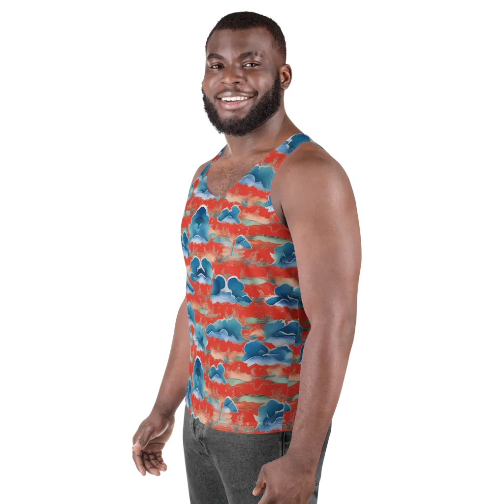 Vermilion Cloudscape on Men's Tank Top — Left Front