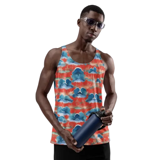 Vermilion Cloudscape on a Men's Tank Top