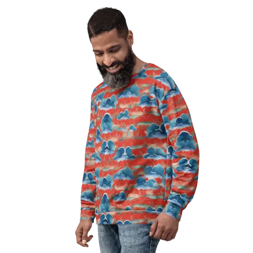 Vermilion Cloudscape on a Sweatshirt