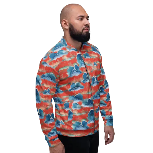 Vermilion Cloudscape on a Bomber Jacket