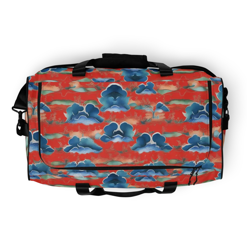 Vermilion Cloudscape on Duffle Bag — Top print