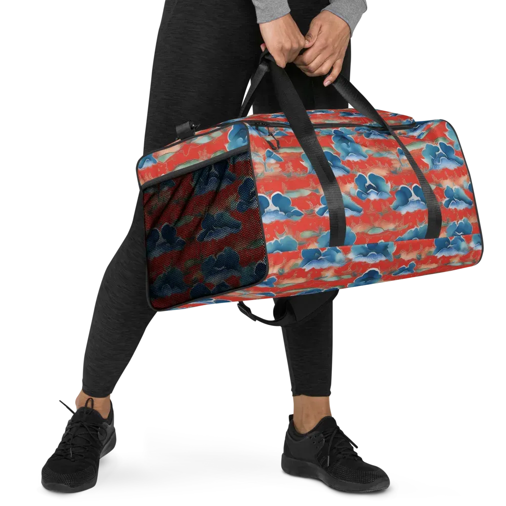 Vermilion Cloudscape on Duffle Bag — Right Front