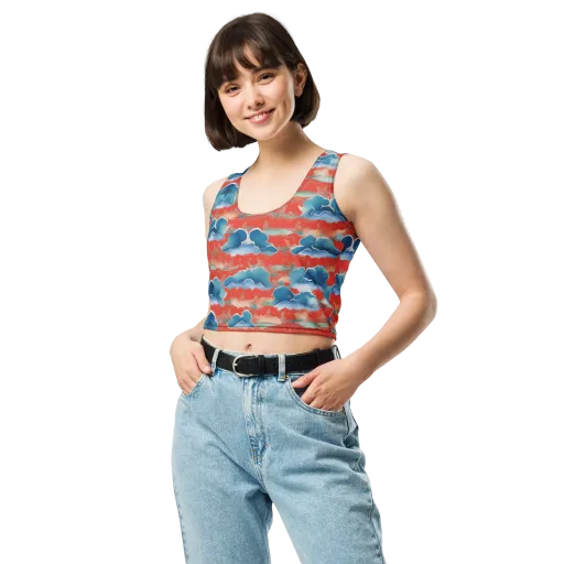 Vermilion Cloudscape on a Crop Top
