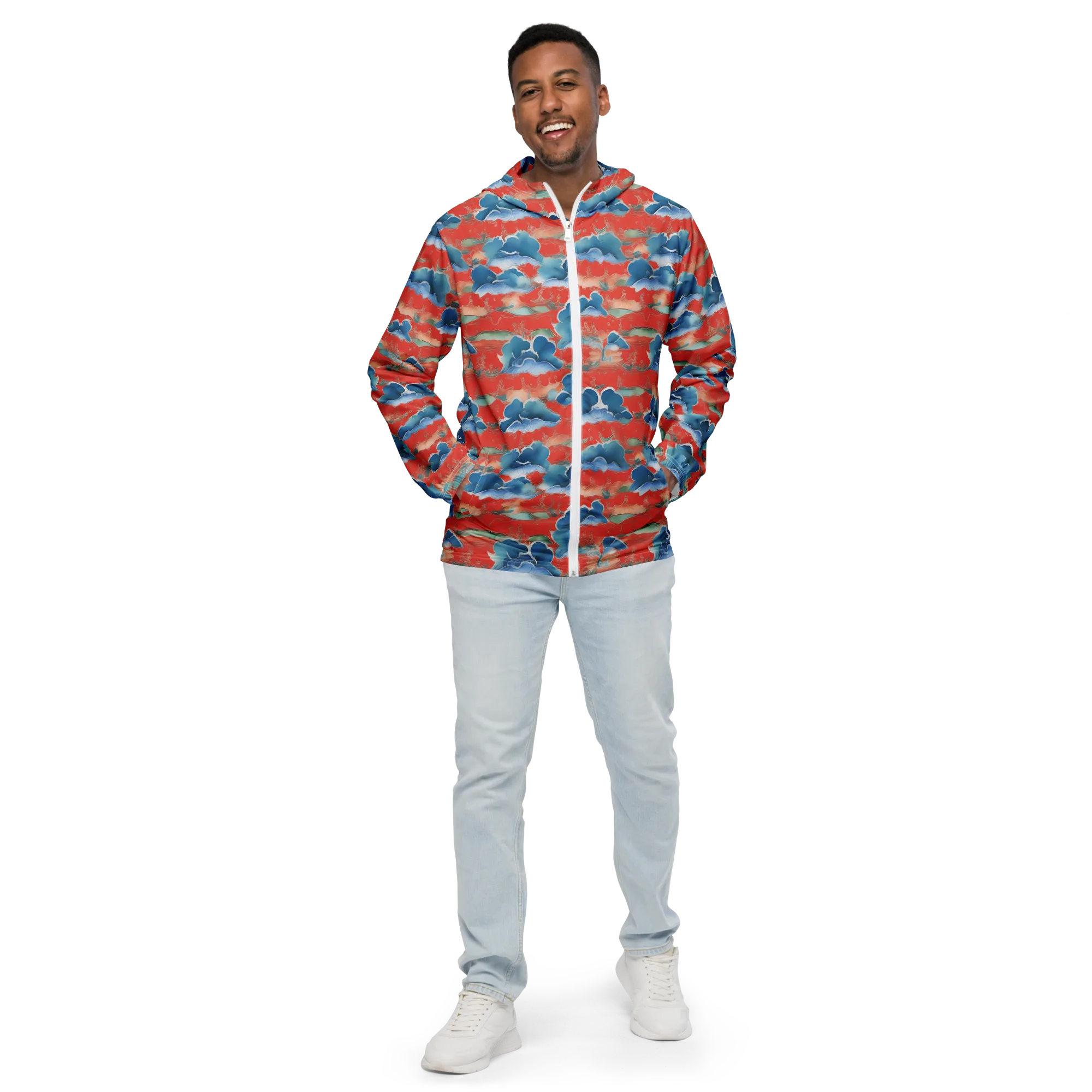 Vermilion Cloudscape on Men's Windbreaker — Front