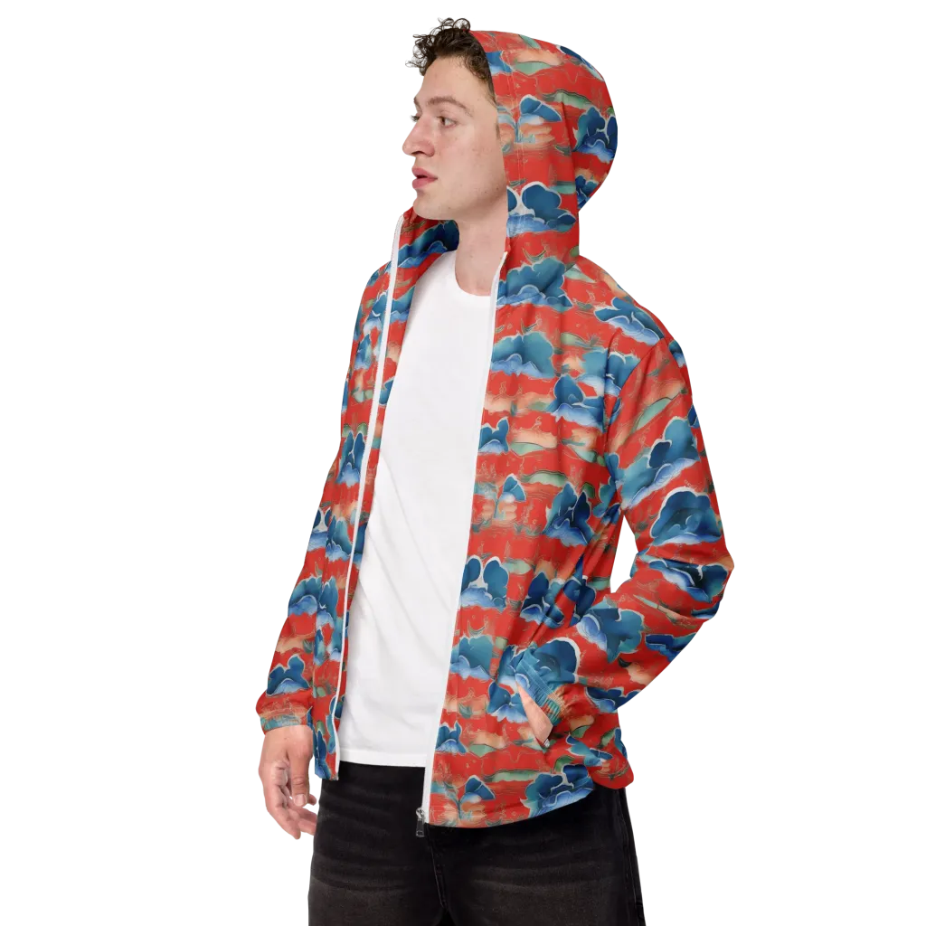 Vermilion Cloudscape on Men's Windbreaker — Left Front