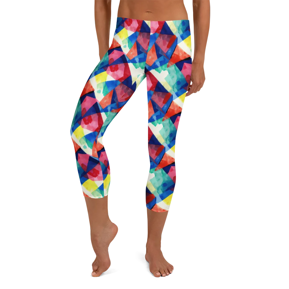 Chromatic Collage on Capri Leggings — Front