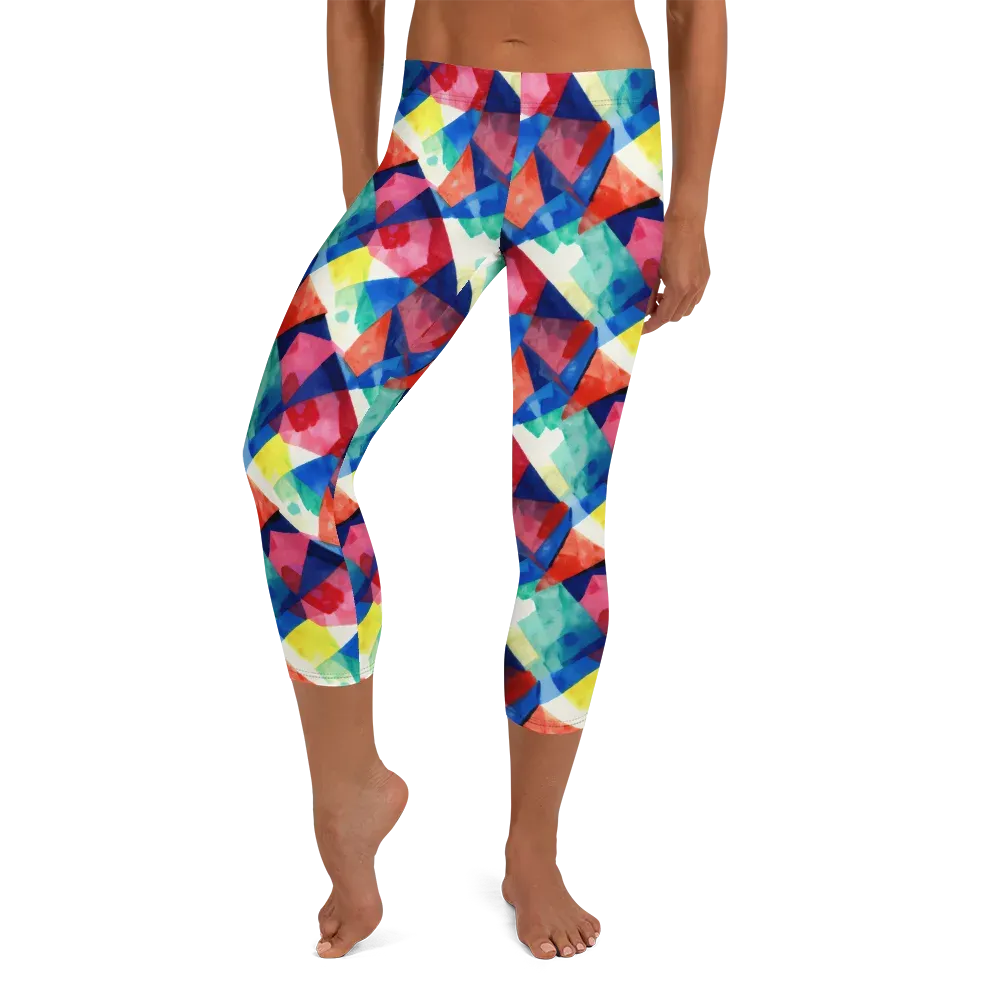 Chromatic Collage on Capri Leggings — Front