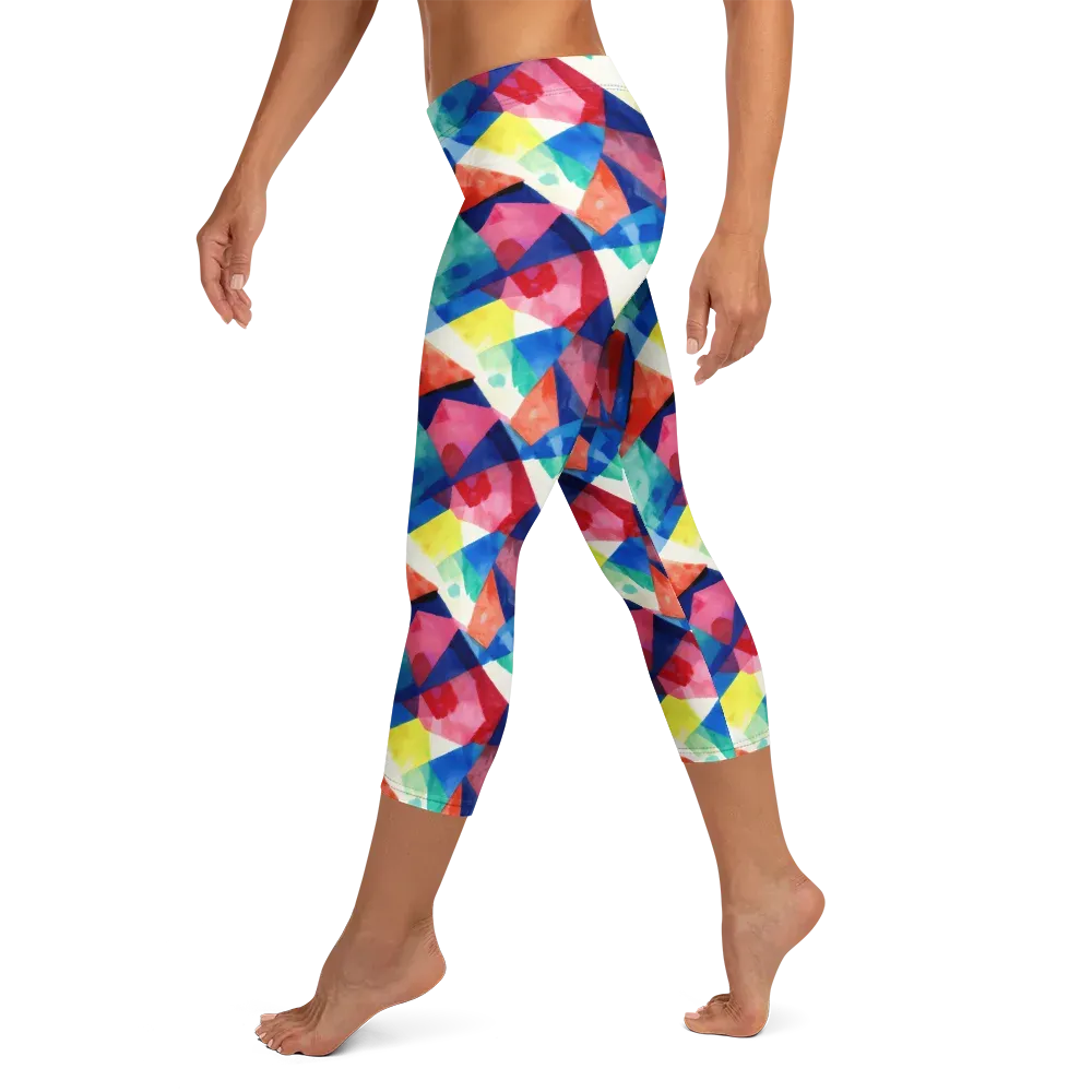 Chromatic Collage on Capri Leggings — Left