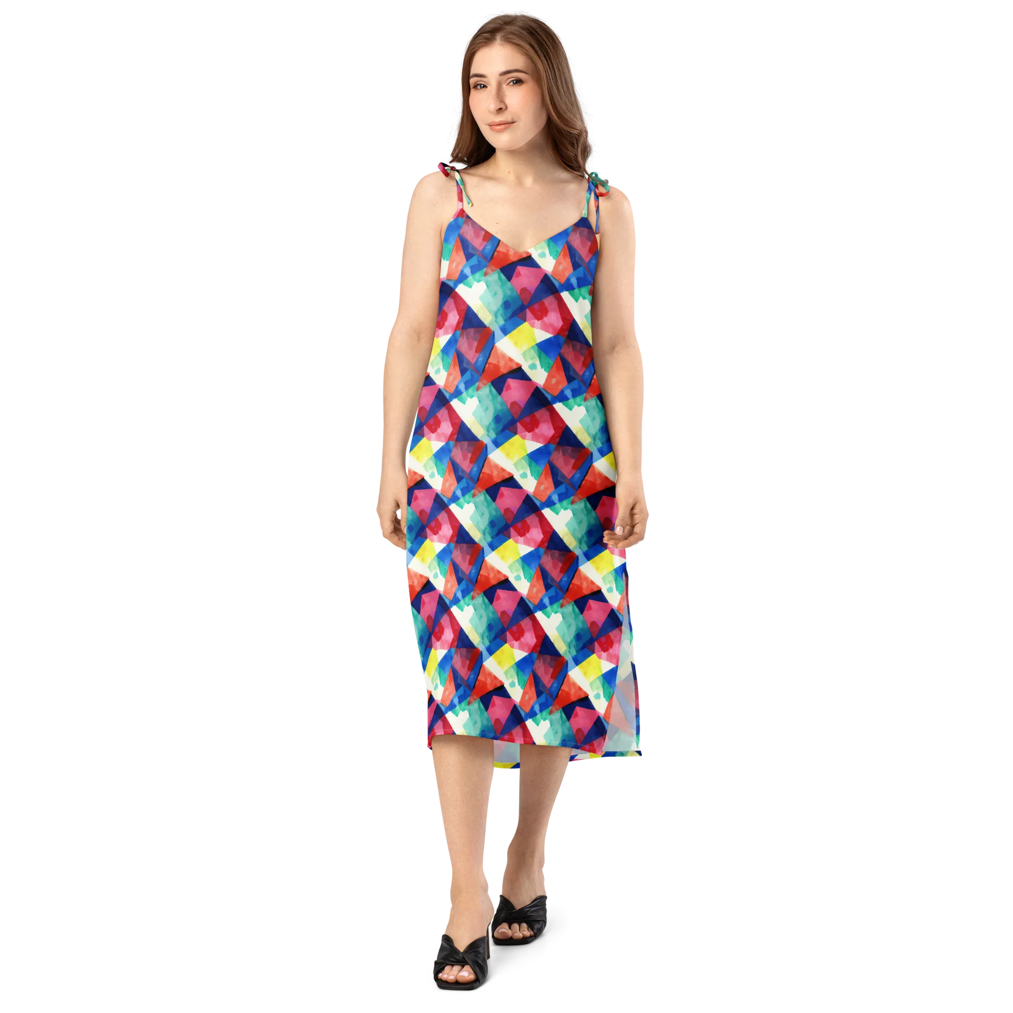 Chromatic Collage on Slip Dress — Front