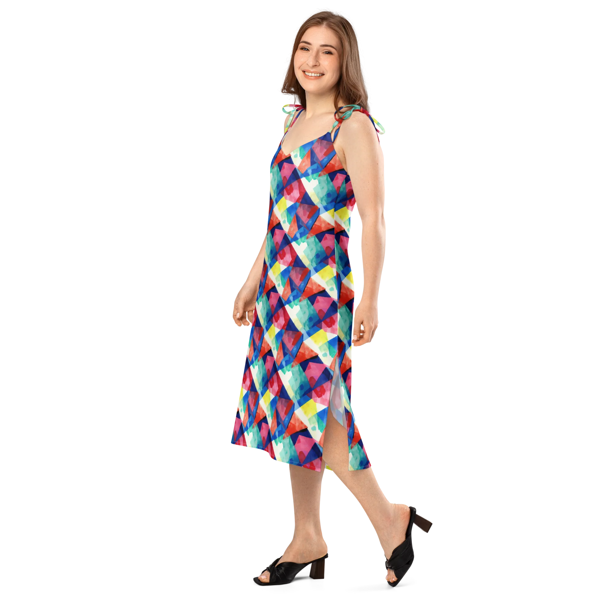 Chromatic Collage on Slip Dress — Left Front