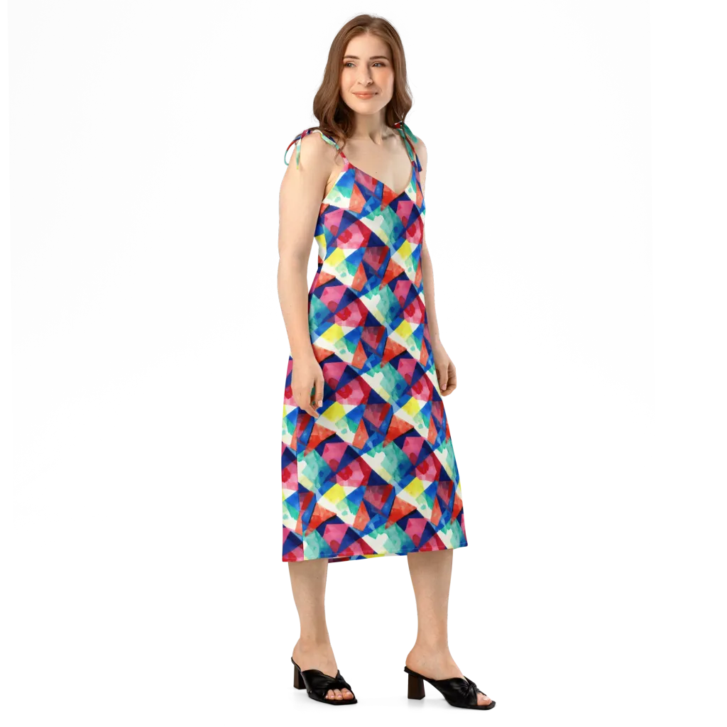 Chromatic Collage on Slip Dress — Right Front