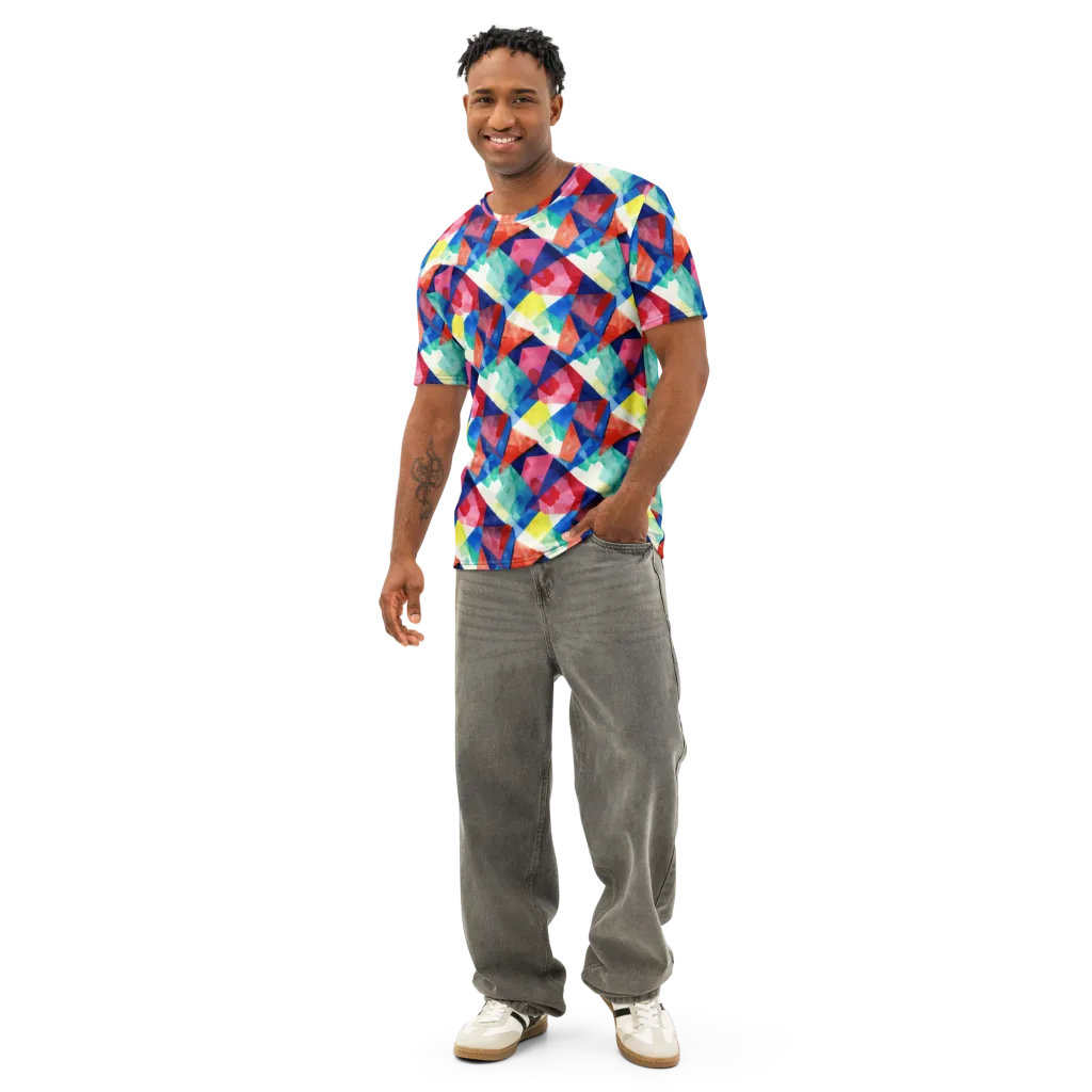 Chromatic Collage on Men's Cotton Crew Neck T-Shirt — Front