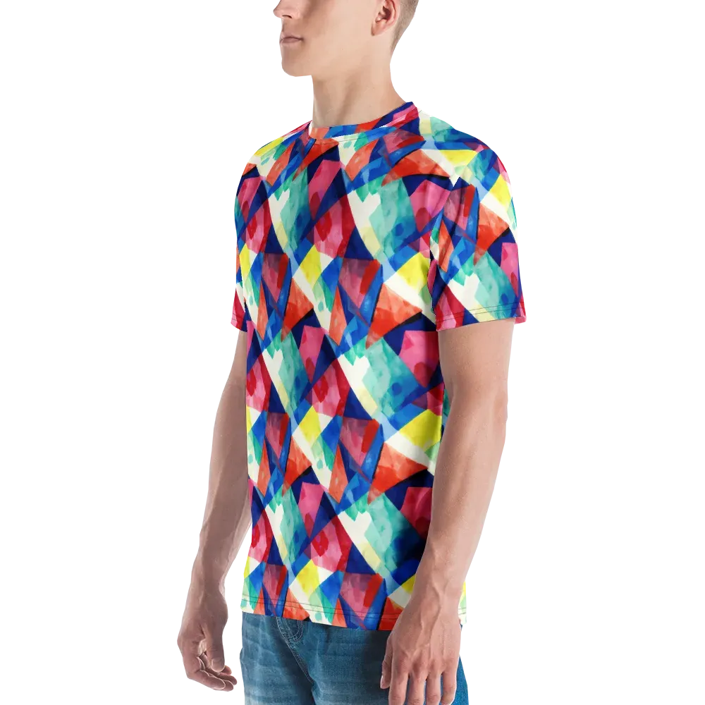 Chromatic Collage on Men's Crew Neck T-Shirt — Left
