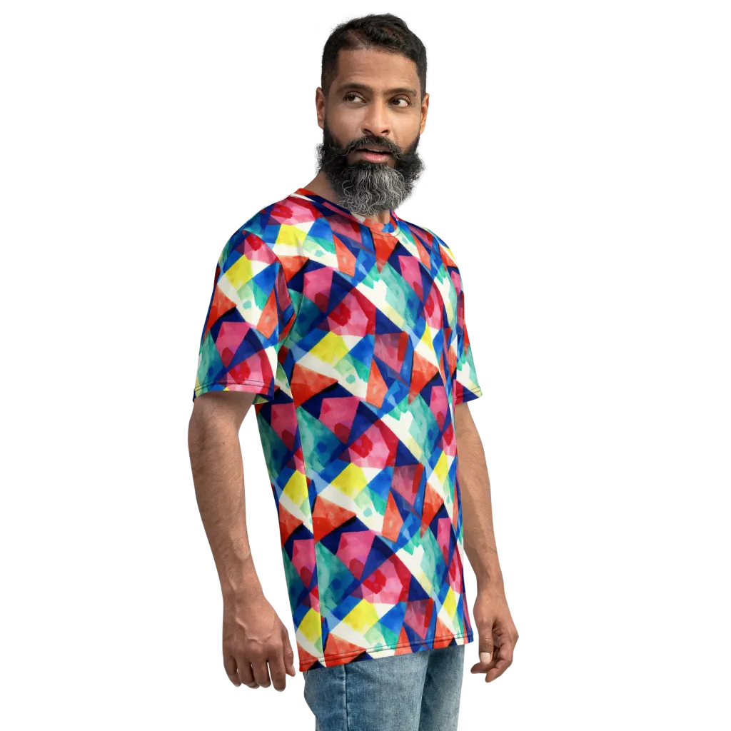 Chromatic Collage on Men's Crew Neck T-Shirt — Right sleeve