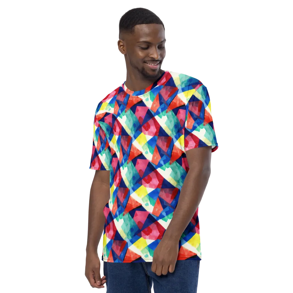 Chromatic Collage on Men's Crew Neck T-Shirt — Left sleeve
