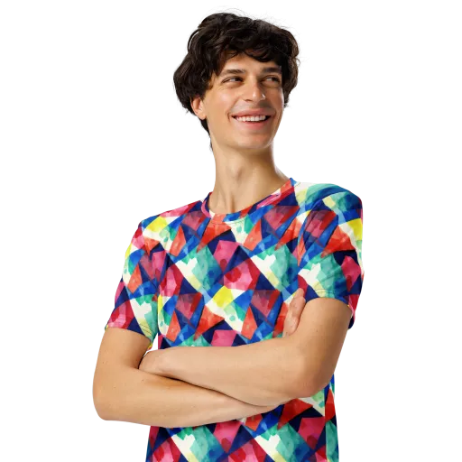 Chromatic Collage on a Men's Crew Neck T-Shirt