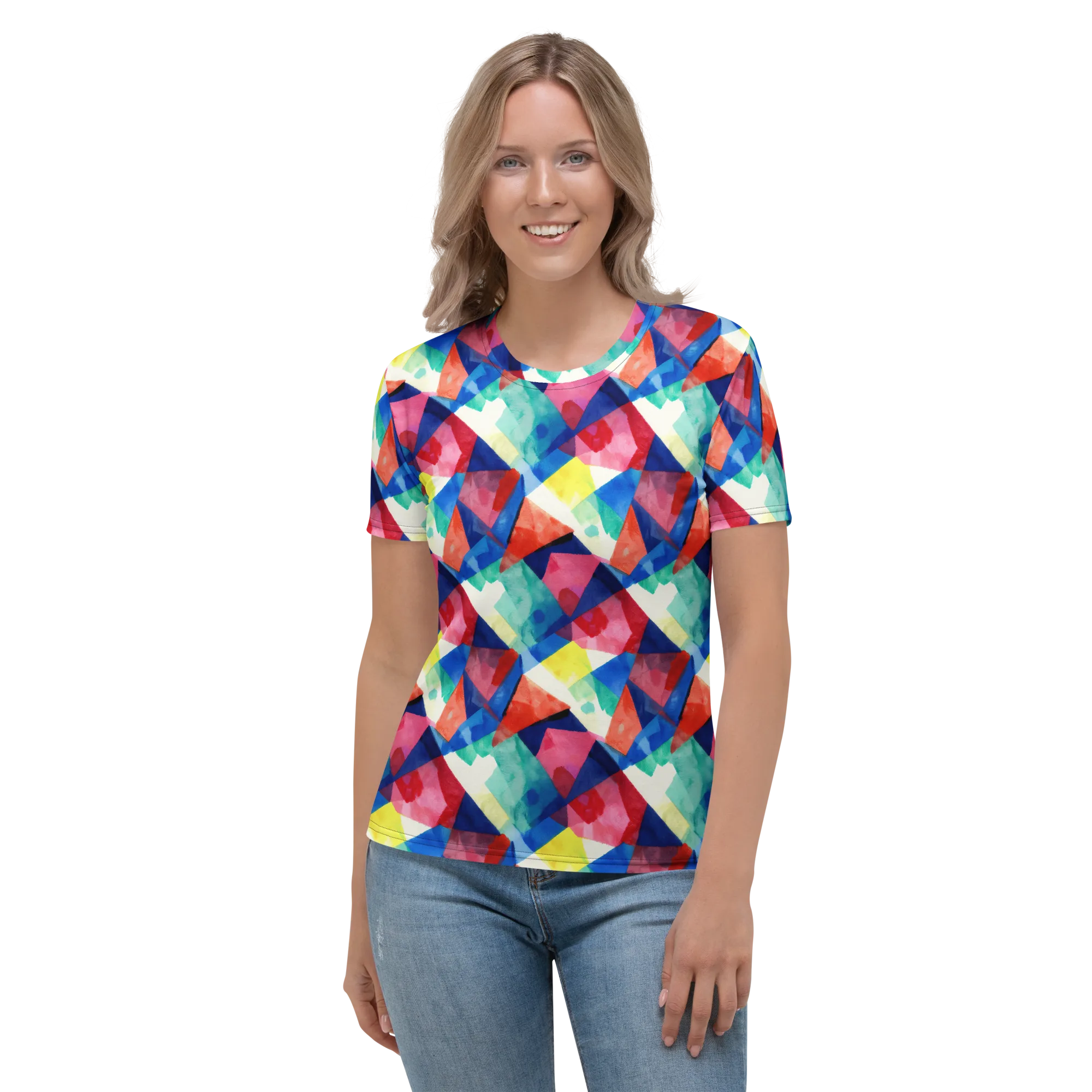 Chromatic Collage on Women's Crew Neck T-Shirt — Front