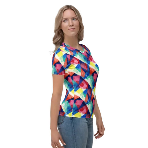 Chromatic Collage on a Women's Crew Neck T-Shirt
