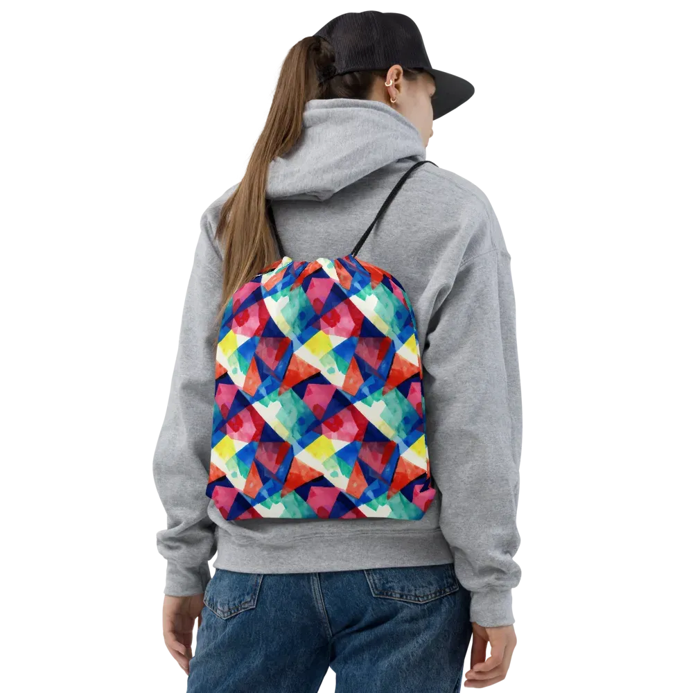 Chromatic Collage on Drawstring Bag — Front
