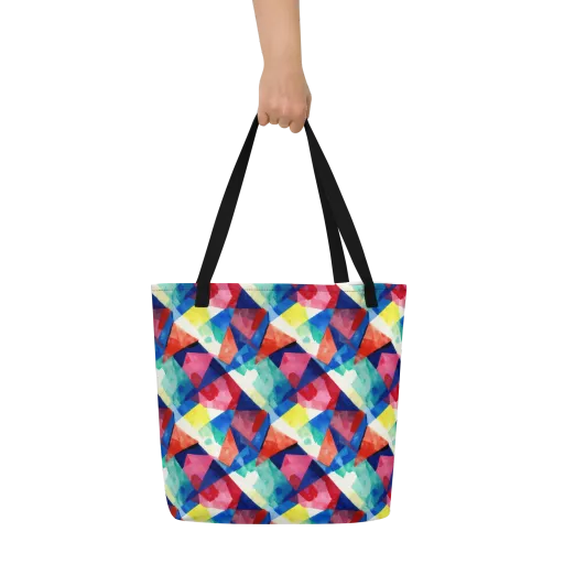 Chromatic Collage on a Large Tote Bag W/ Pocket