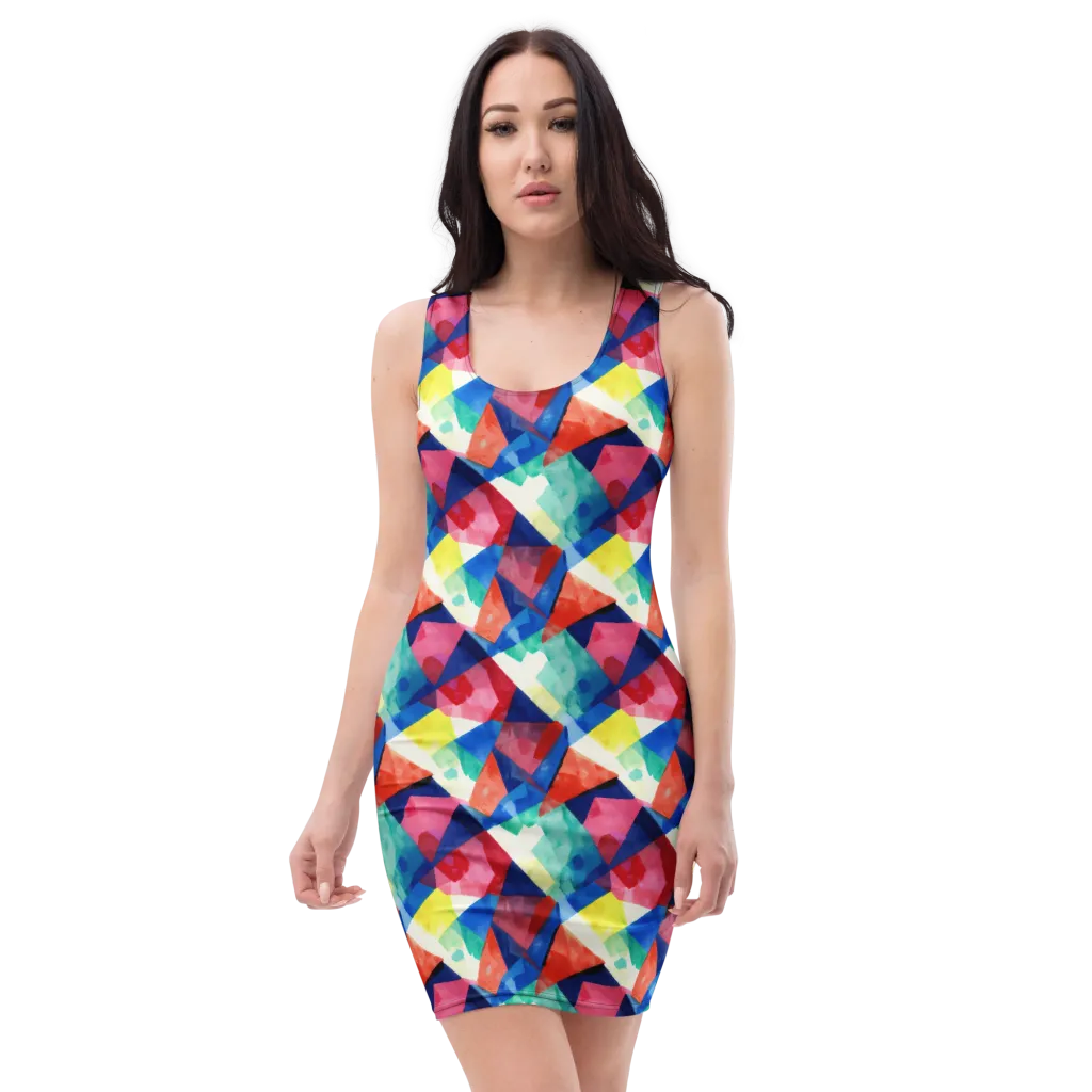 Chromatic Collage on Bodycon Dress — Front