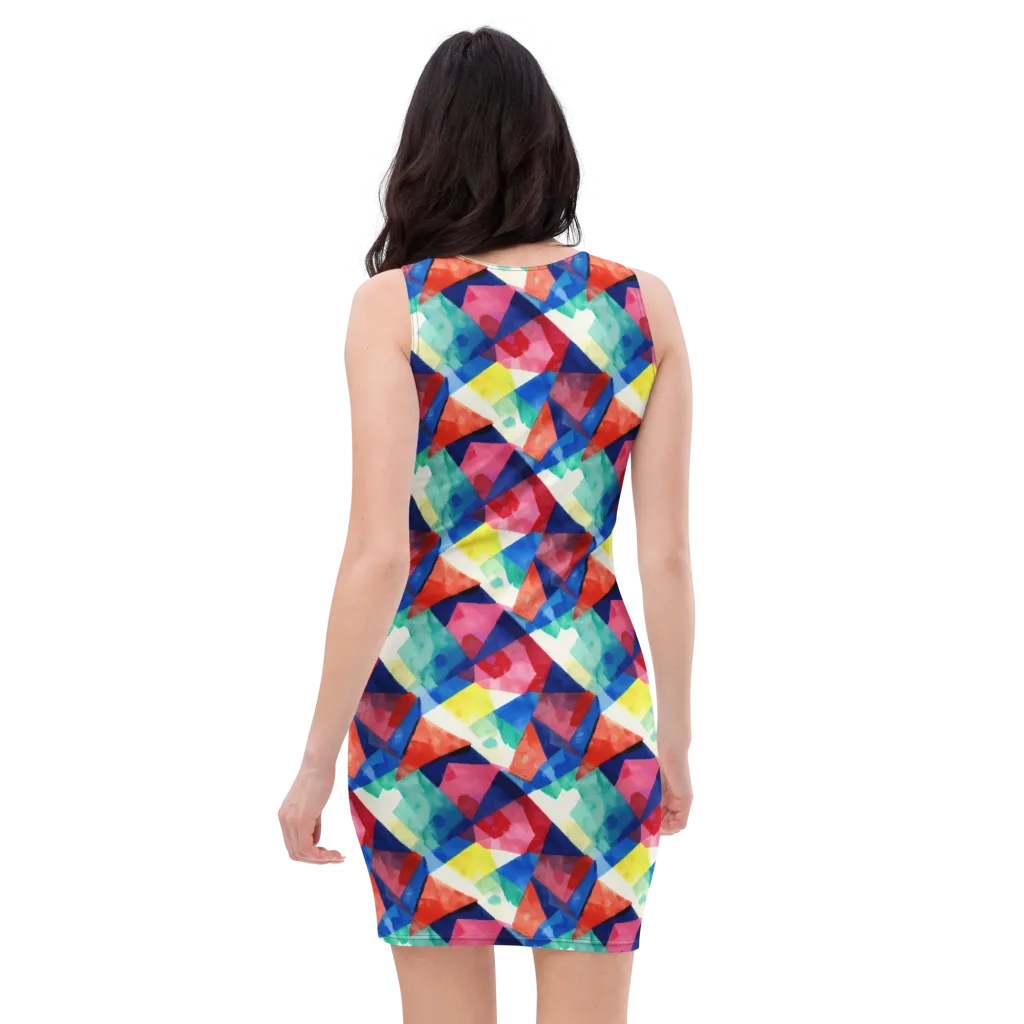 Chromatic Collage on Bodycon Dress — Back