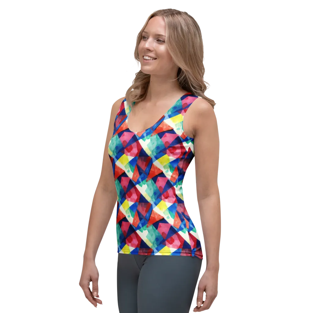 Chromatic Collage on Women's Tank Top — Left Front