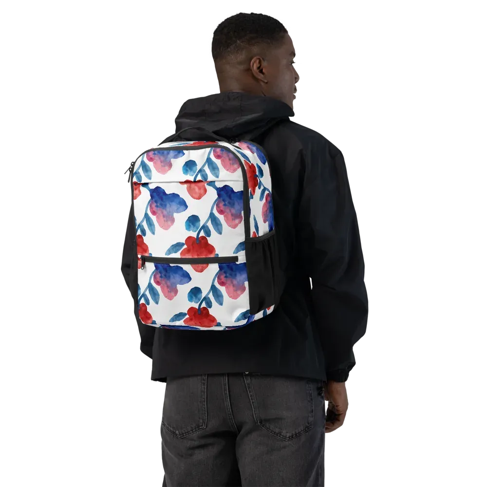 Blue Bloom Reverie on Utility Backpack — Back