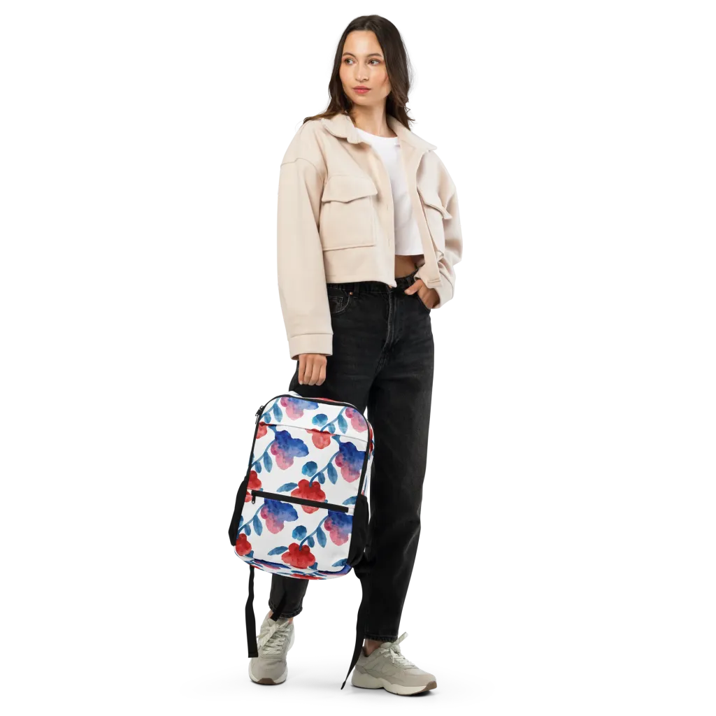 Blue Bloom Reverie on Utility Backpack — Top print
