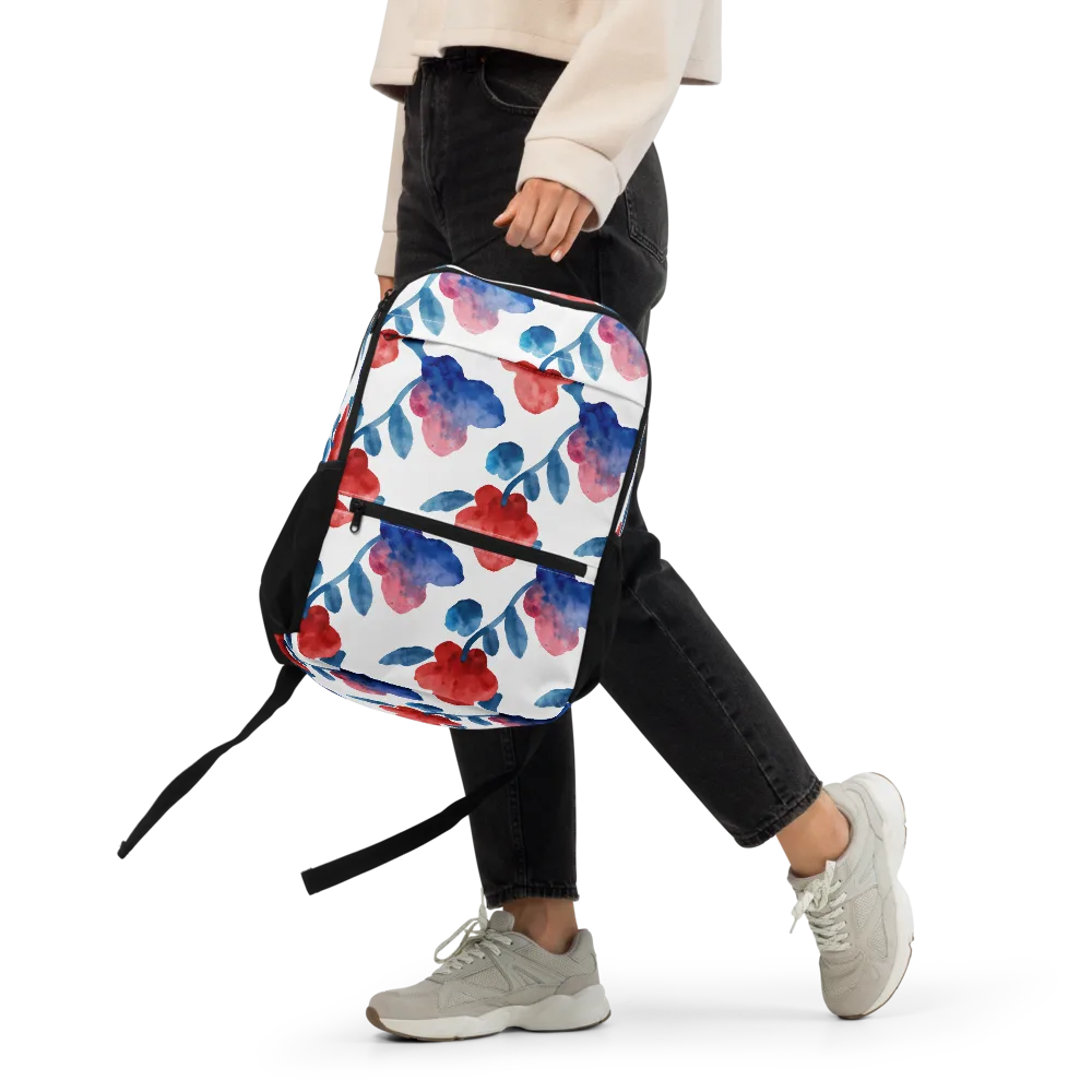 Blue Bloom Reverie on Utility Backpack — Front 2