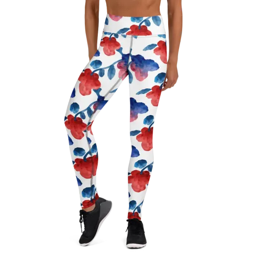 Blue Bloom Reverie on a Yoga Leggings