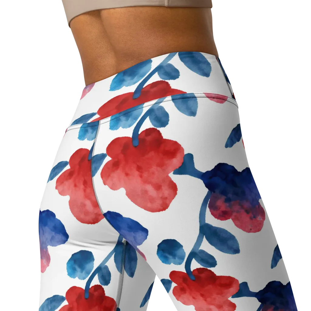 Blue Bloom Reverie on Yoga Leggings — Back 2
