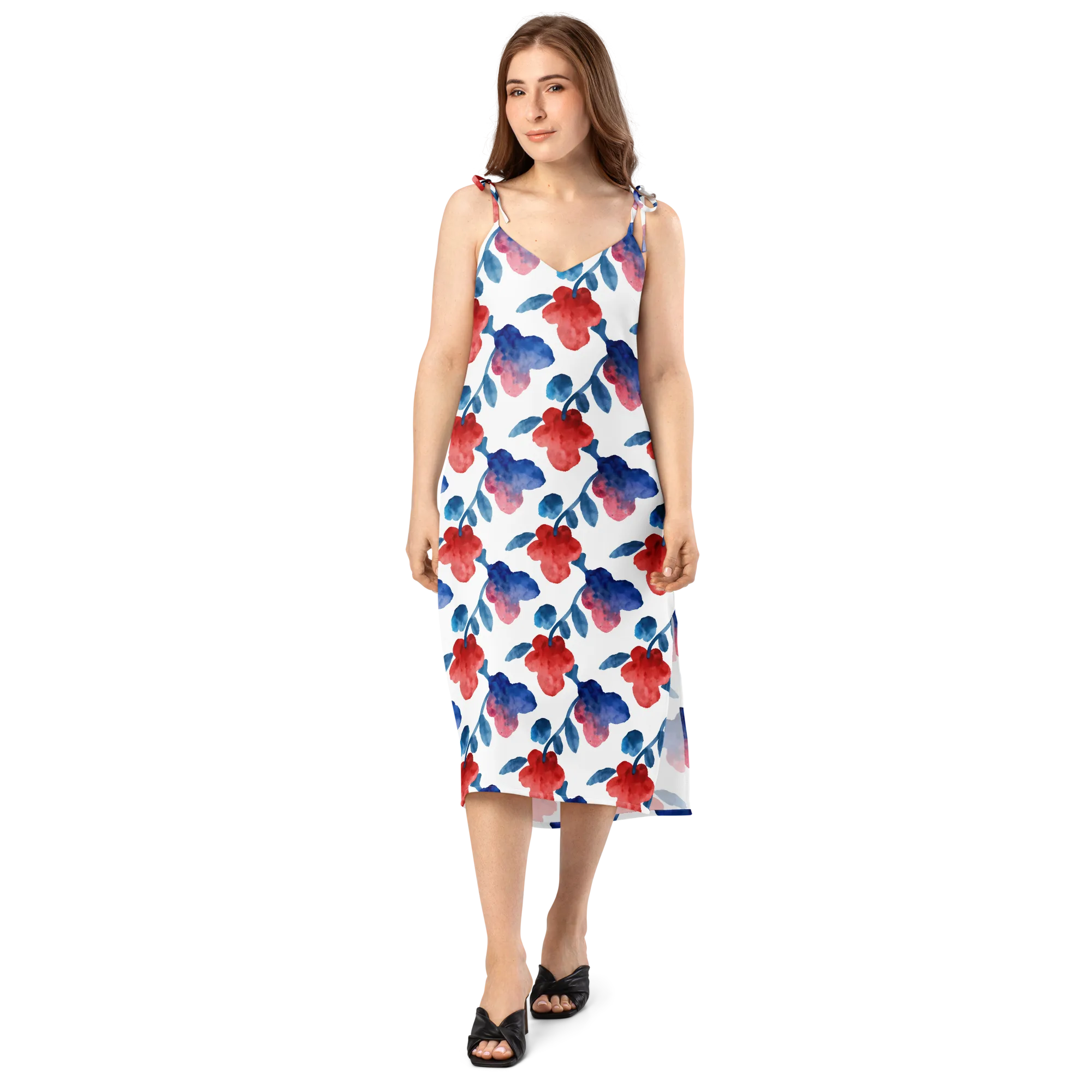 Blue Bloom Reverie on Slip Dress — Front