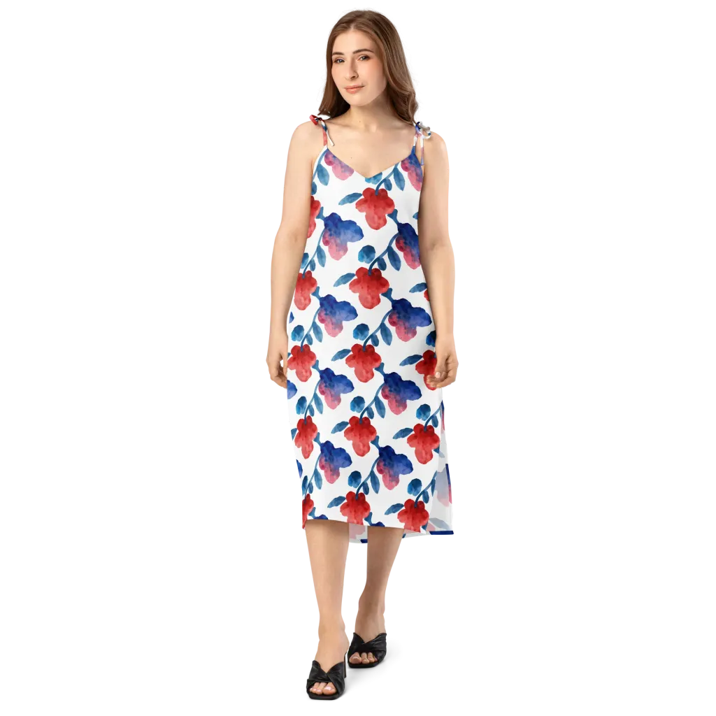 Blue Bloom Reverie on Slip Dress — Front