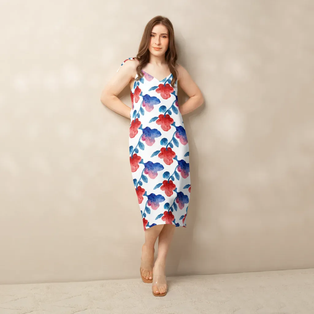 Blue Bloom Reverie on Slip Dress — Back print