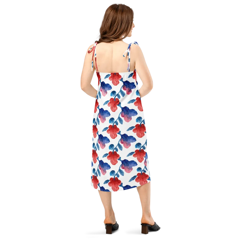 Blue Bloom Reverie on Slip Dress — Back