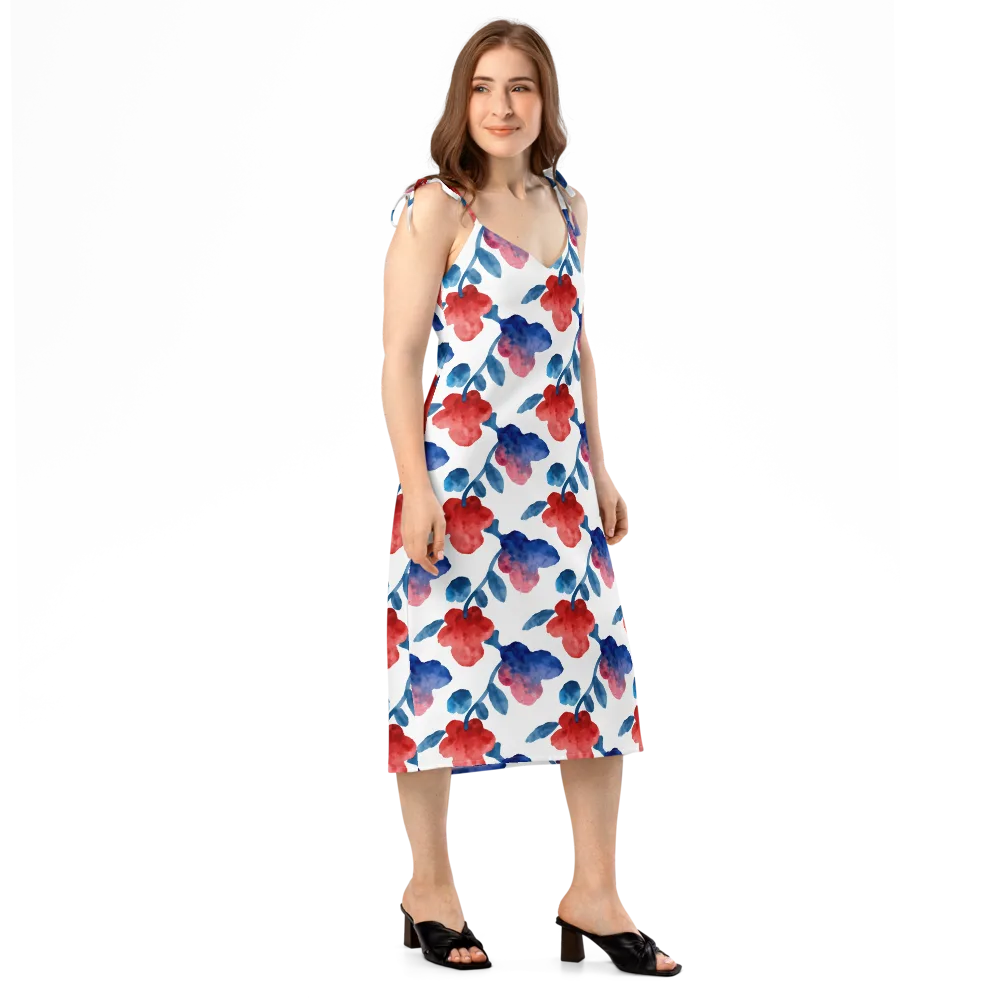 Blue Bloom Reverie on Slip Dress — Right Front