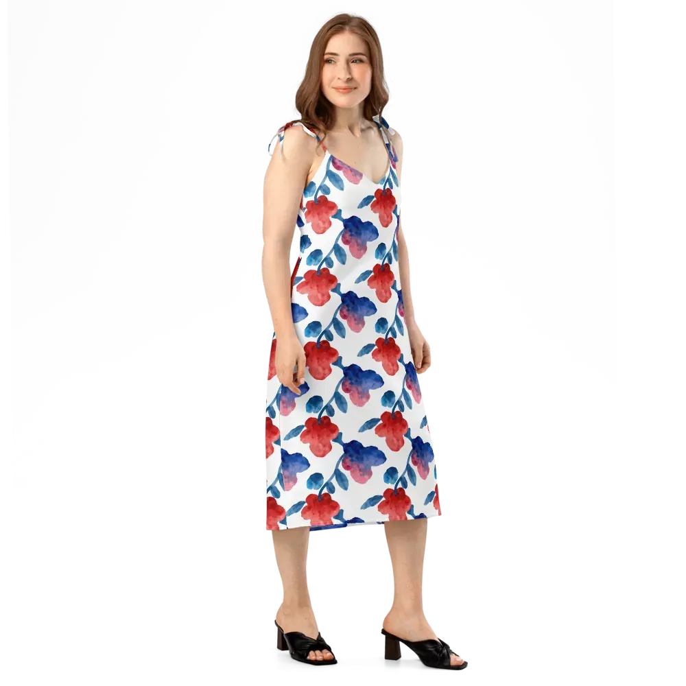 Blue Bloom Reverie on Slip Dress — Right Front