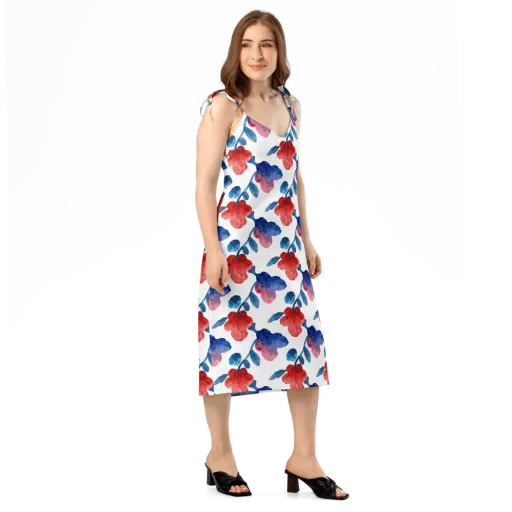 Blue Bloom Reverie on a Slip Dress