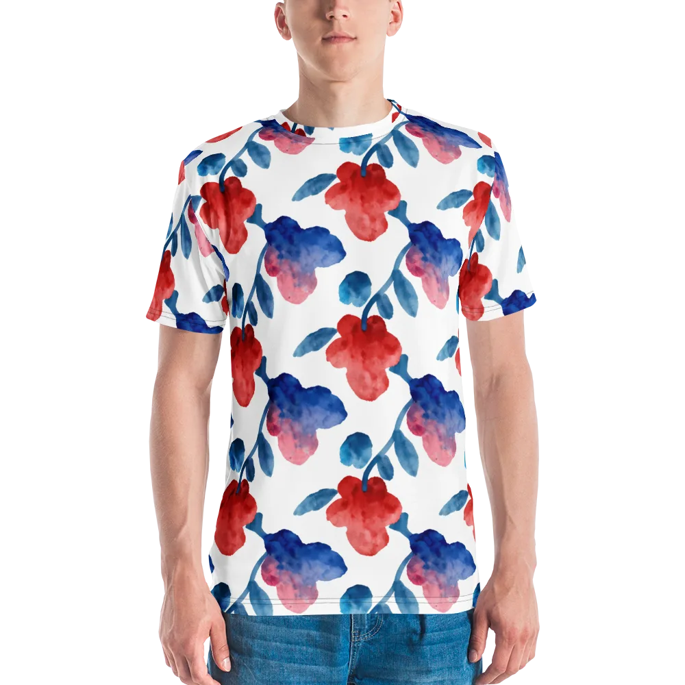 Blue Bloom Reverie on Men's Crew Neck T-Shirt — Front