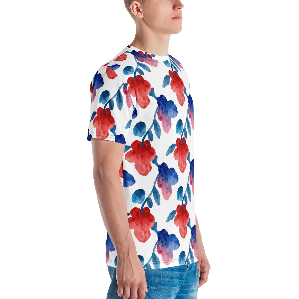 Blue Bloom Reverie on Men's Crew Neck T-Shirt — Right